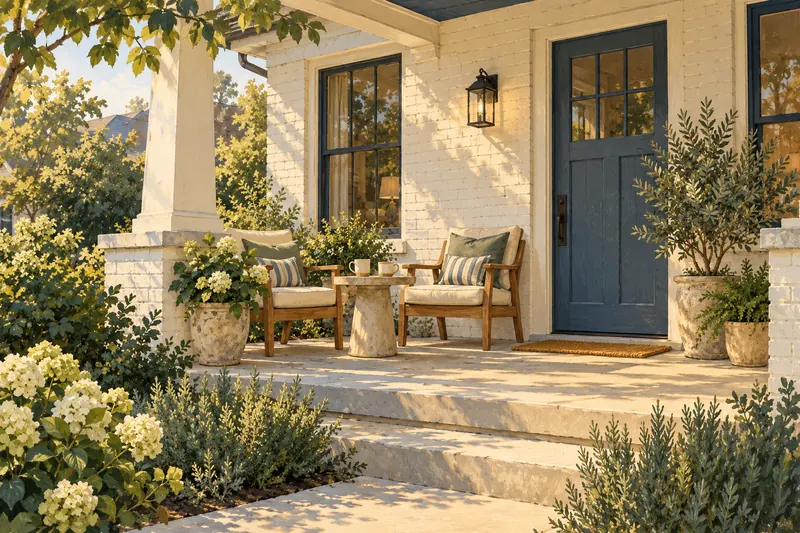 Architectural illustration of two chairs on a welcoming Tennessee porch